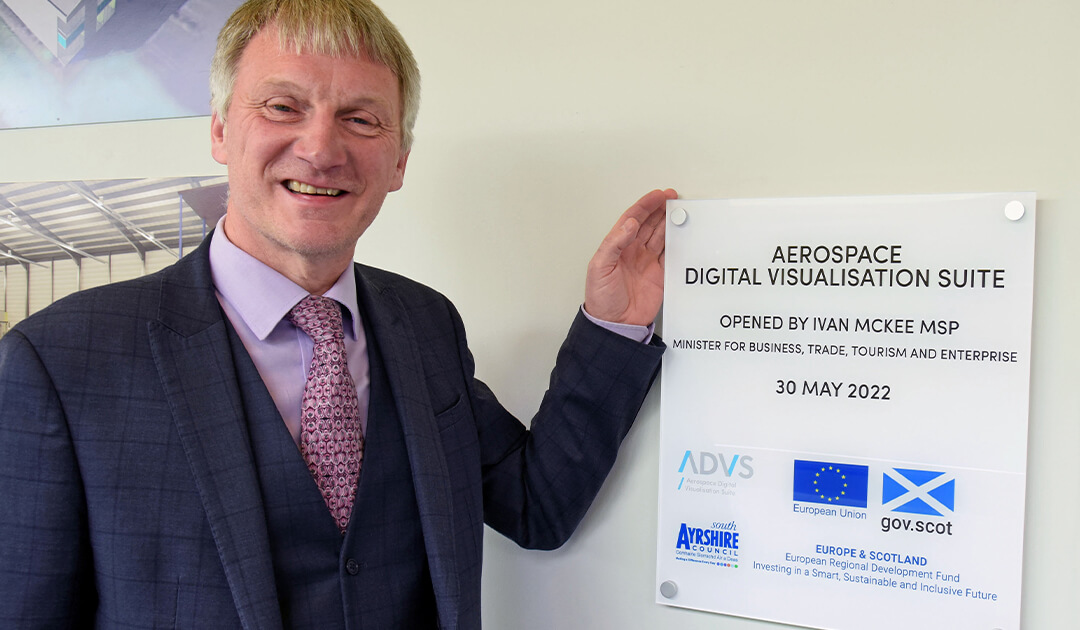 Ivan McKee MSP, Minister for Business, Trade, Tourism and Enterprise opens the Aerospace Digital Visualisation Suite